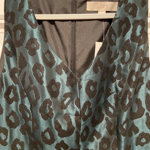 LOFT Fit & Flare Mini Green & Black Leopard Print Dress - Size 10 - Picture 3 of 11